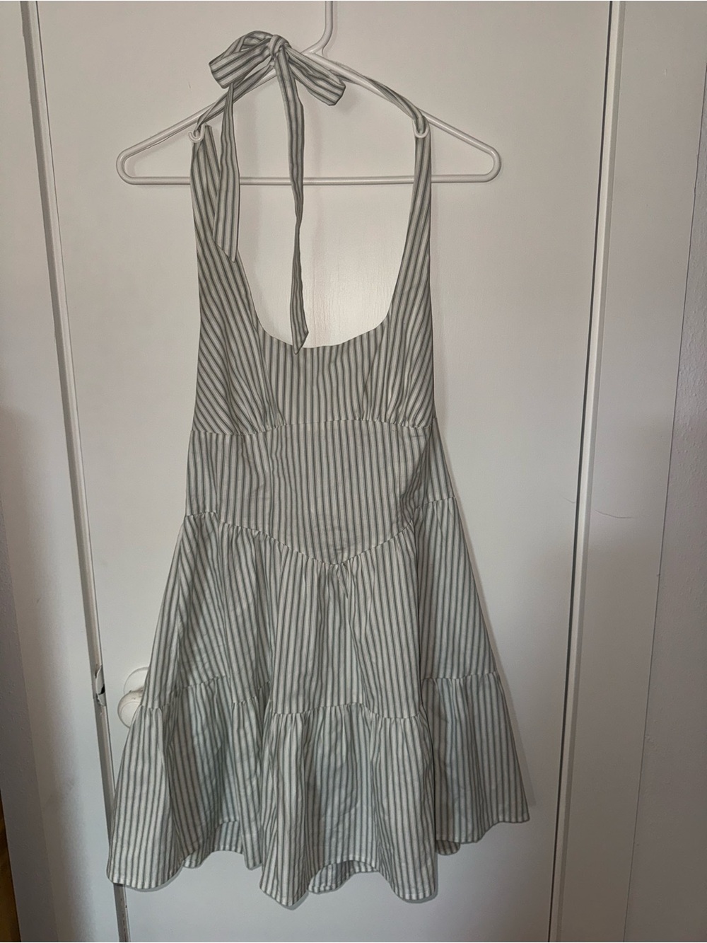 Wild Fable Striped Halter Tie A-Line Sundress - White & Green